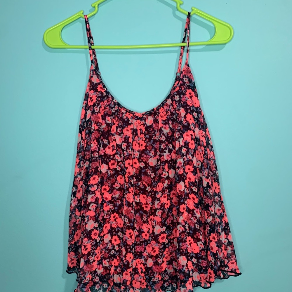 Floral pink tank top